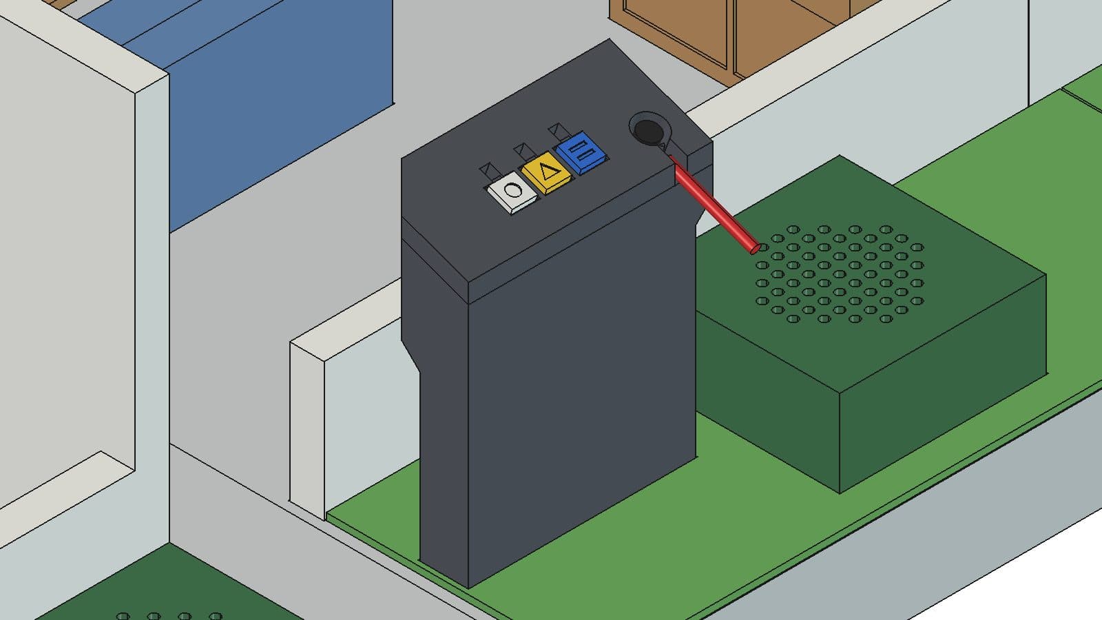 DomotiQ — il totem del citofono con i tre tasti e il microfono