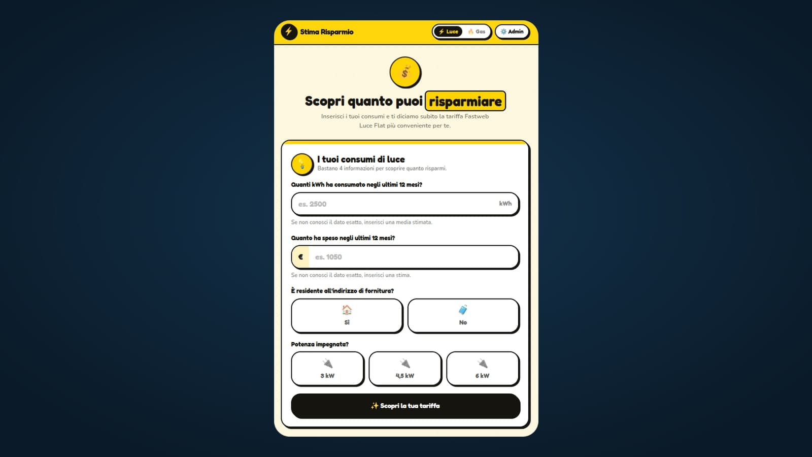 Stima Risparmio — Software